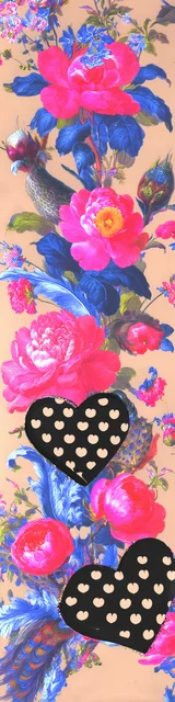 Free flower bookmark featuring flowers with black dotted hearts